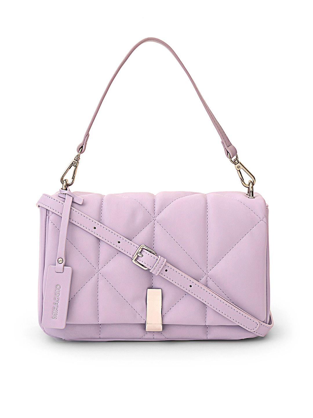 miraggio lavender structured sling bag with quilted