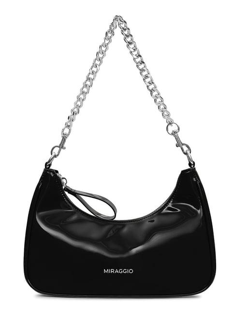 miraggio lumi black small faux leather hobo bag