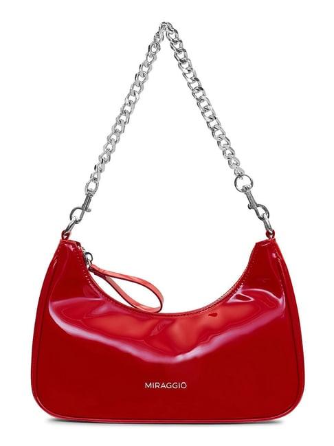 miraggio lumi red small faux leather hobo bag