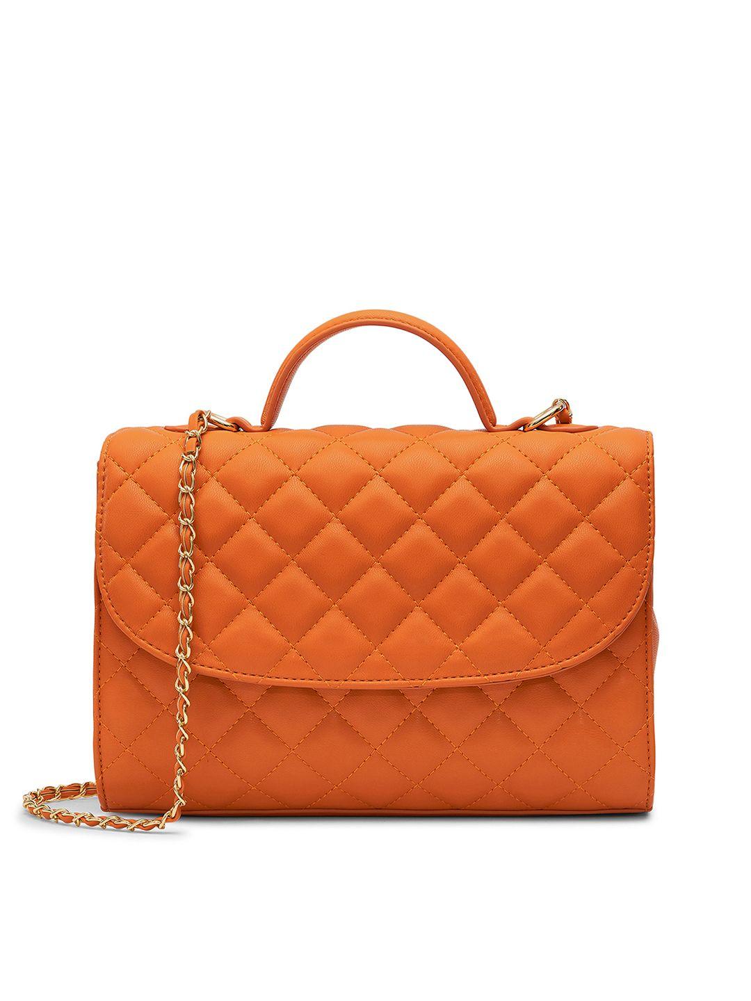 miraggio orange quilted structured sling bag