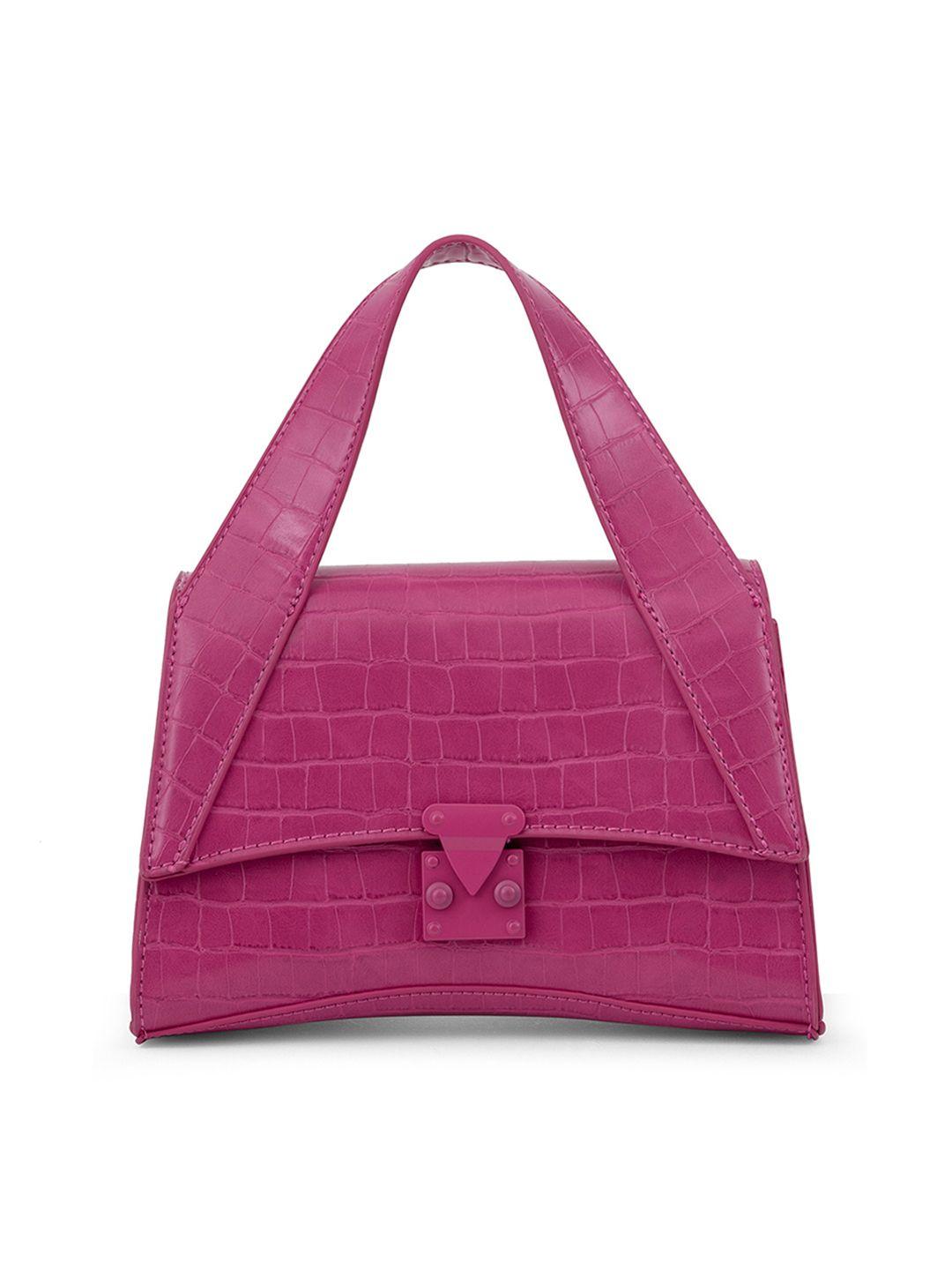 miraggio pink croc-textured satchel bag with detachable sling strap