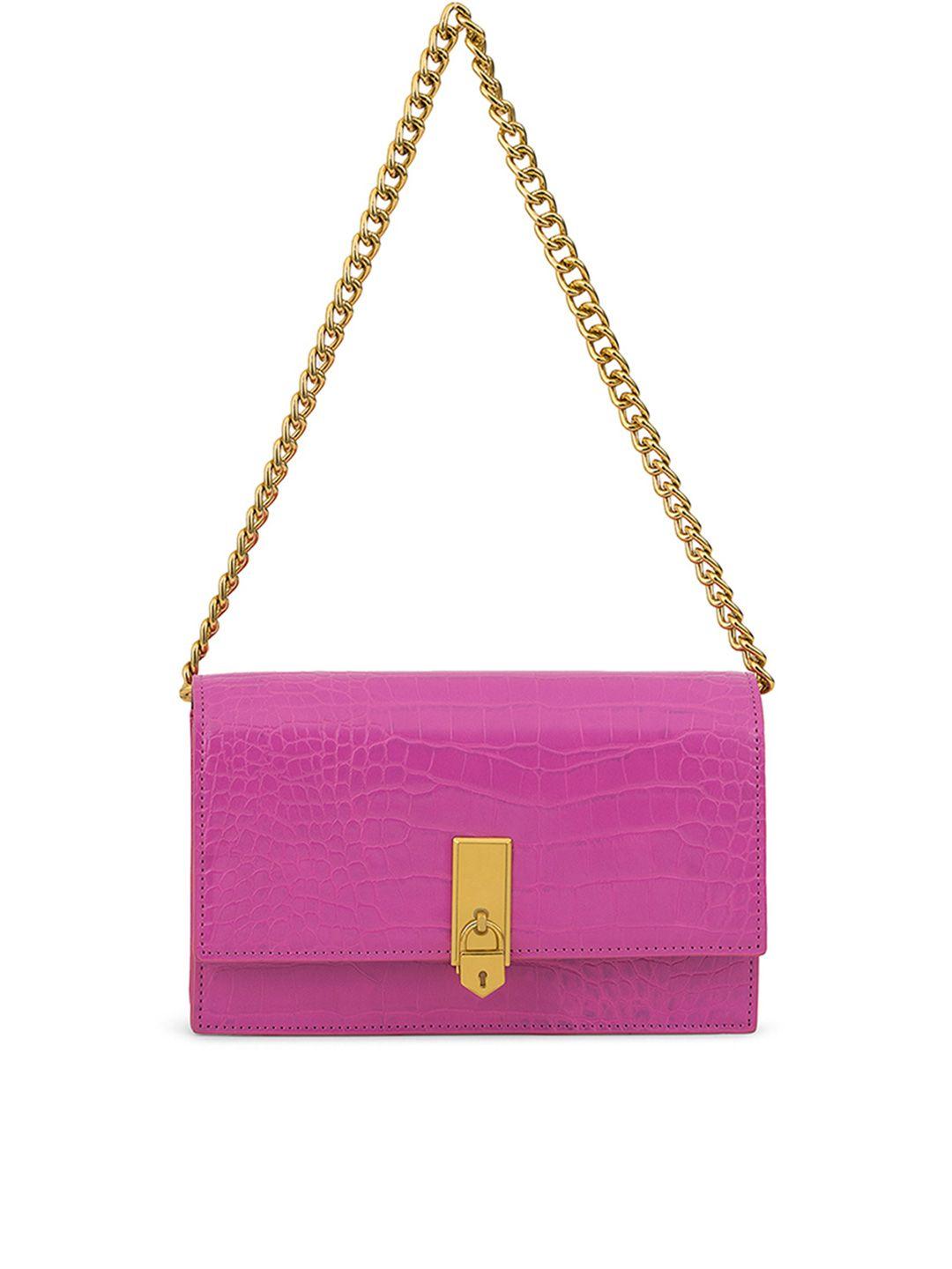 miraggio pink gold-toned textured envelope clutch
