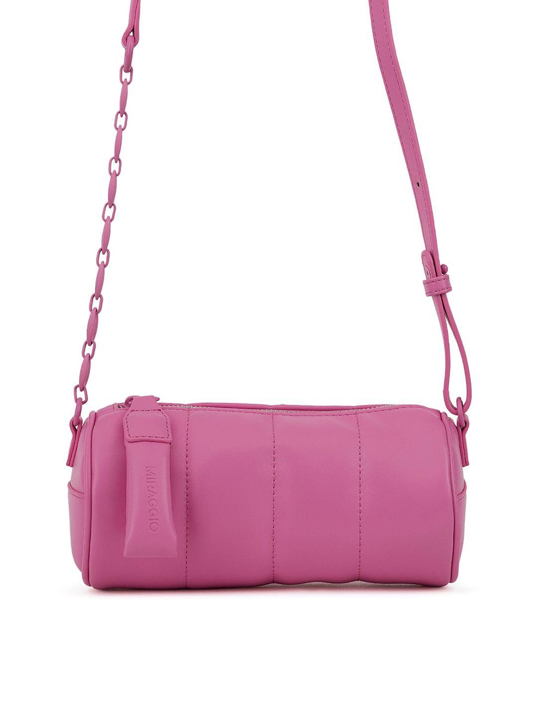 miraggio pink quilted structured crossbody bag