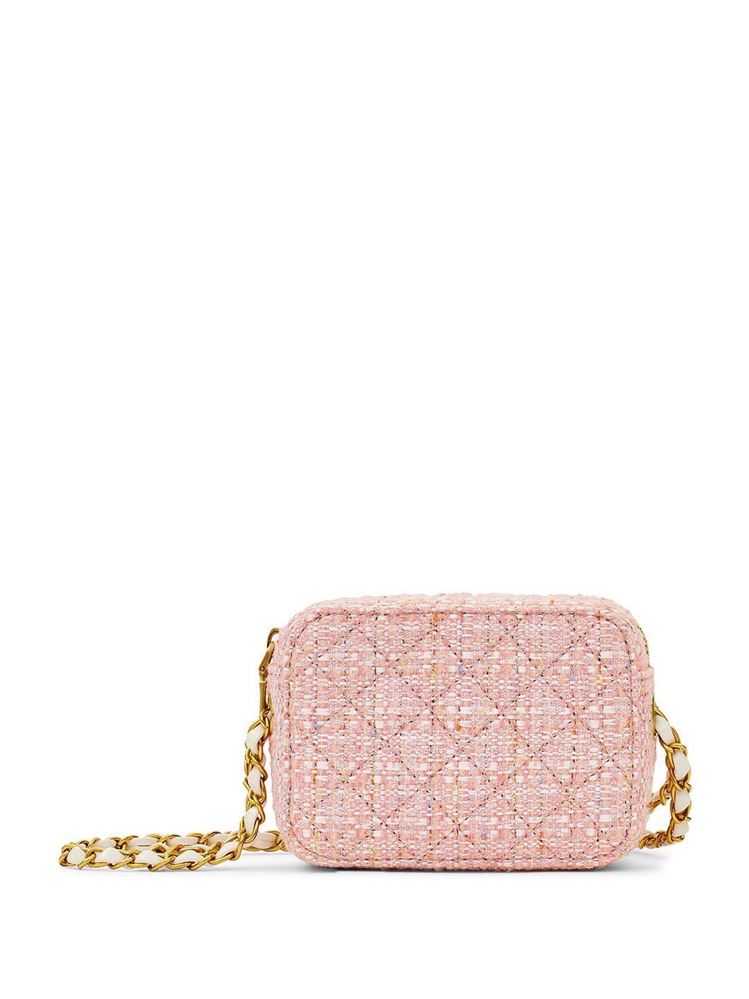miraggio pink textured sling bag