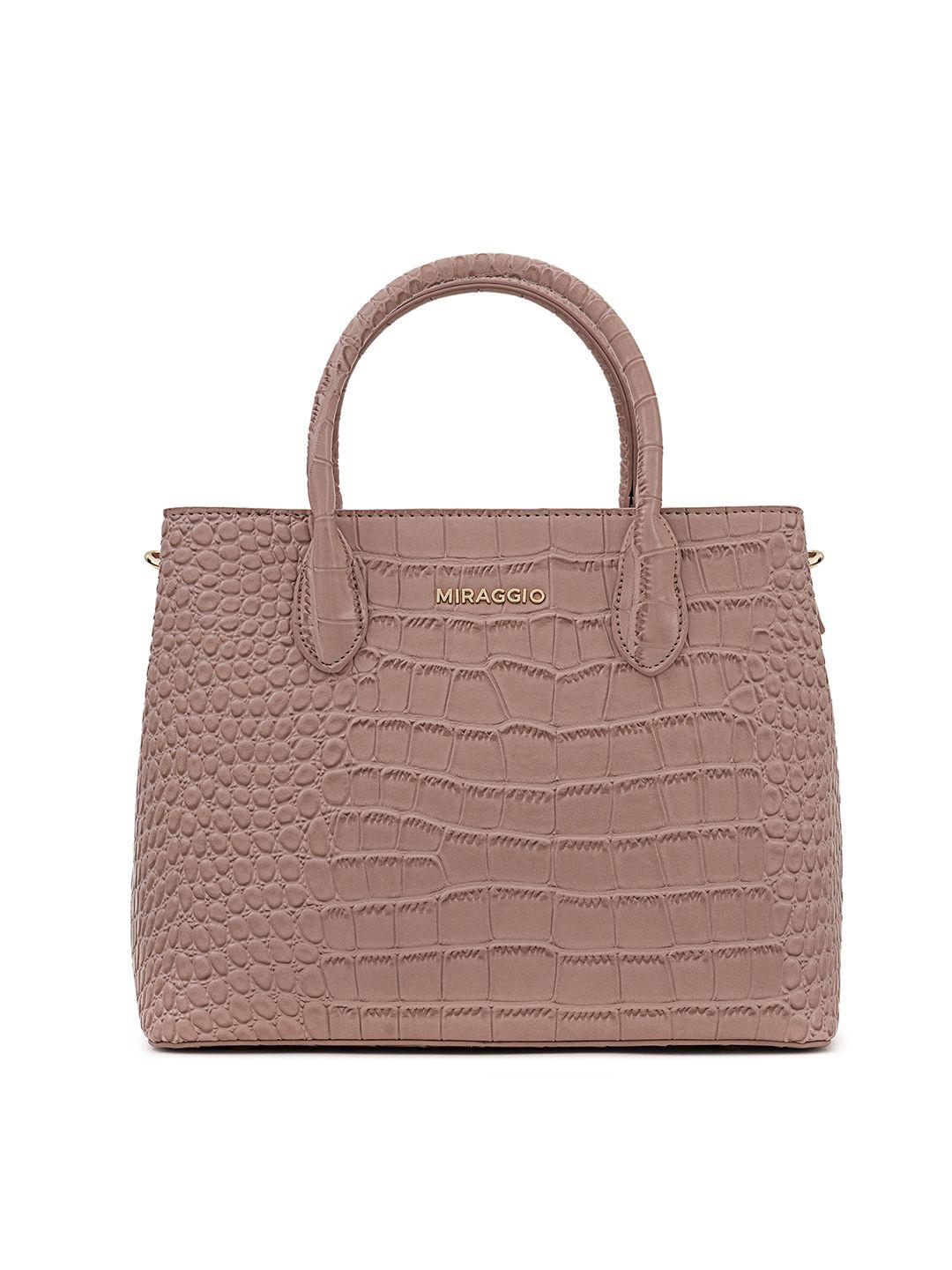 miraggio pink textured victoria satchel bag