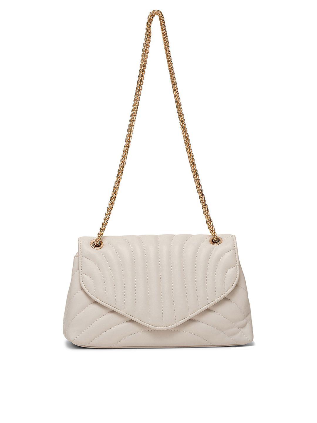 miraggio white pu structured sling bag with quilted