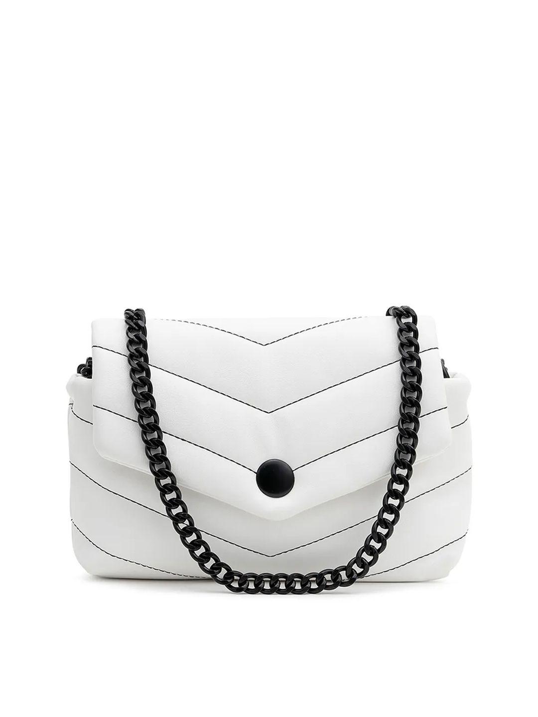 miraggio white structured sling bag with quilted detail