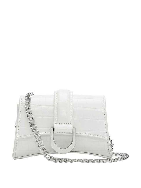 miraggio white textured small sling handbag
