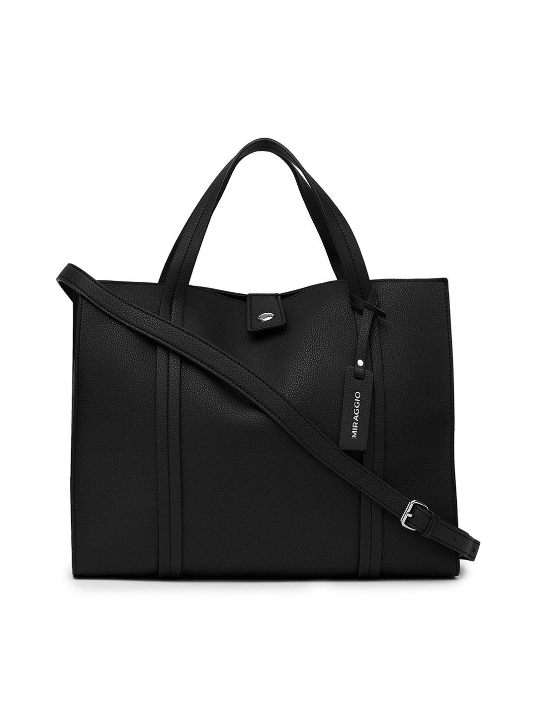 miraggio women black tote bag