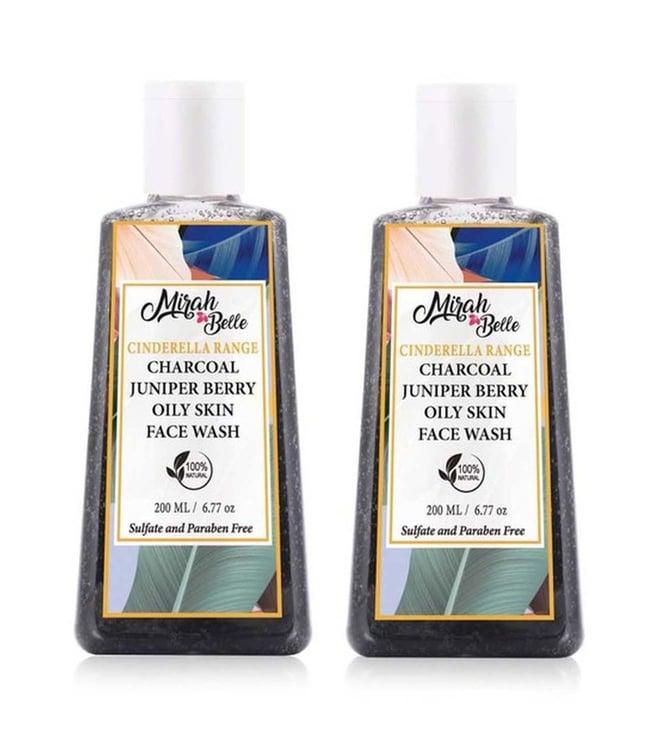mirah belle charcoal-juniper berry oily skin face wash (pack of 2)
