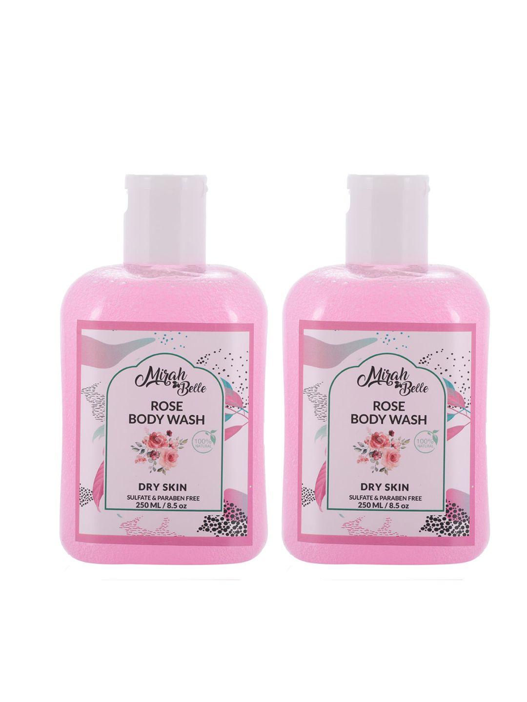 mirah belle pack of 2 pink rose dry skin body wash 250 ml