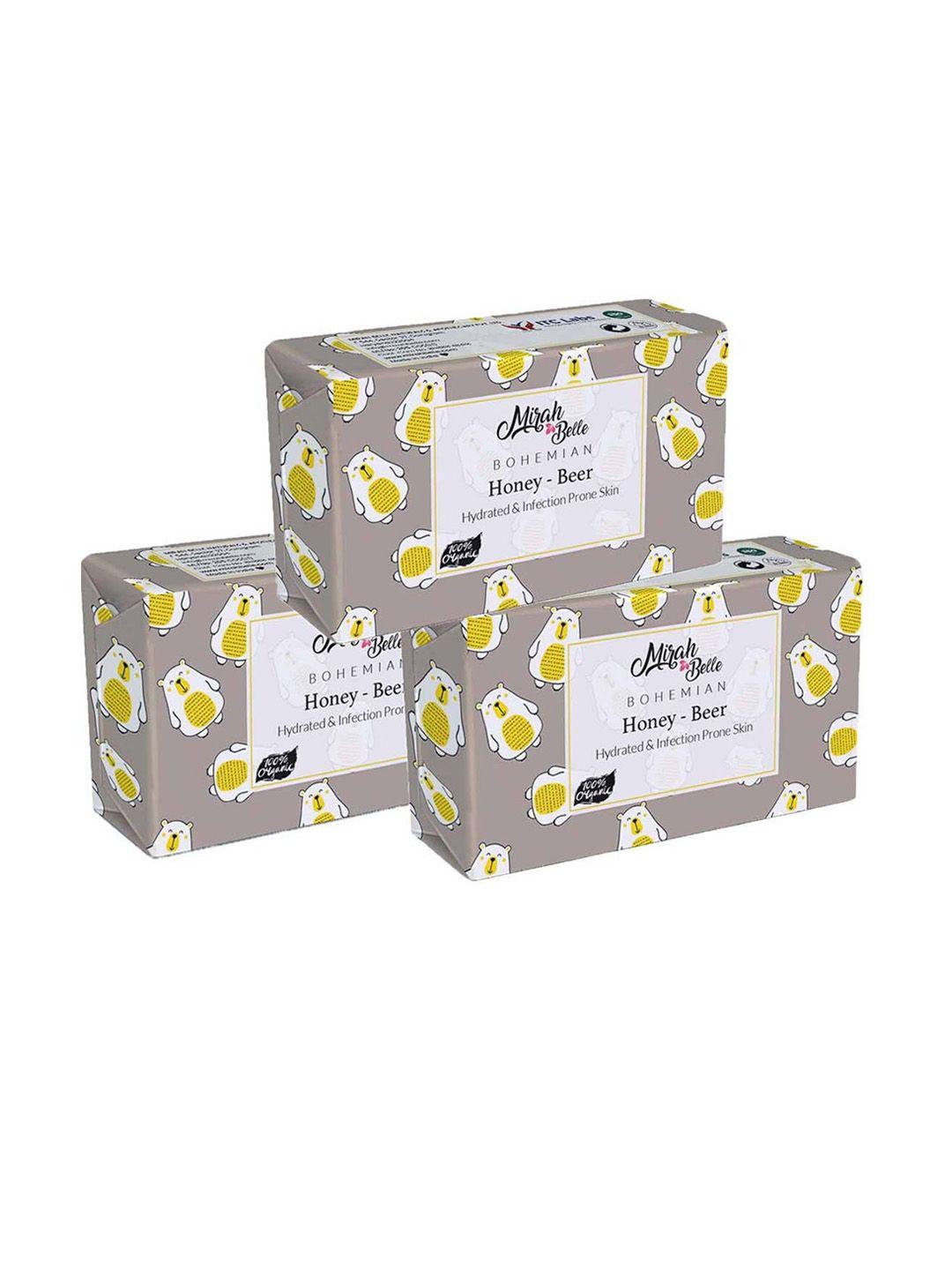 mirah belle pack of 3 honey, beer skin softening soap 125 gm (each)