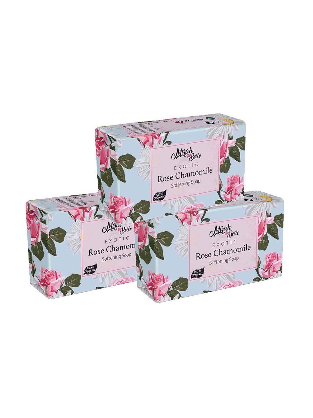 mirah belle set of 3 rose & chamomile dry skin soaps