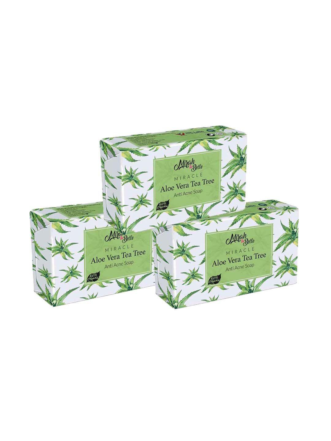 mirah belle aloe vera, tea tree anti acne soap  - 125 gm ( pack of 3)