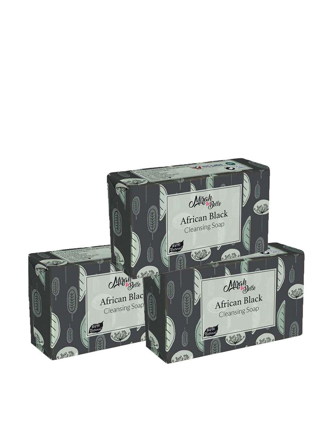 mirah belle pack of 3 black african soap bar with shea butter - 125 g each