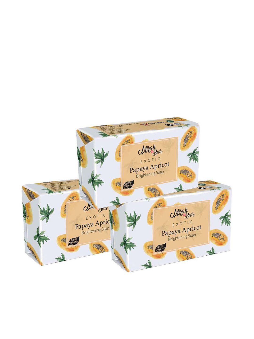 mirah belle pack of 3 papaya, apricot - skin brightening  soap -125 g