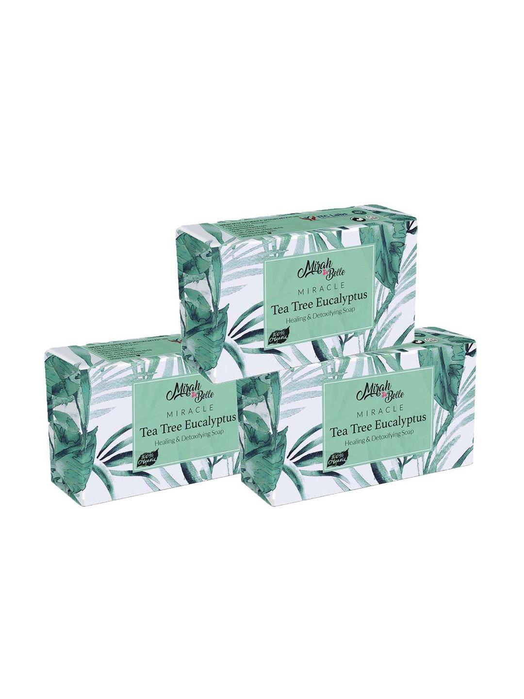 mirah belle pack of 3 tea tree, eucalyptus anti acne soap 125 gm (each)