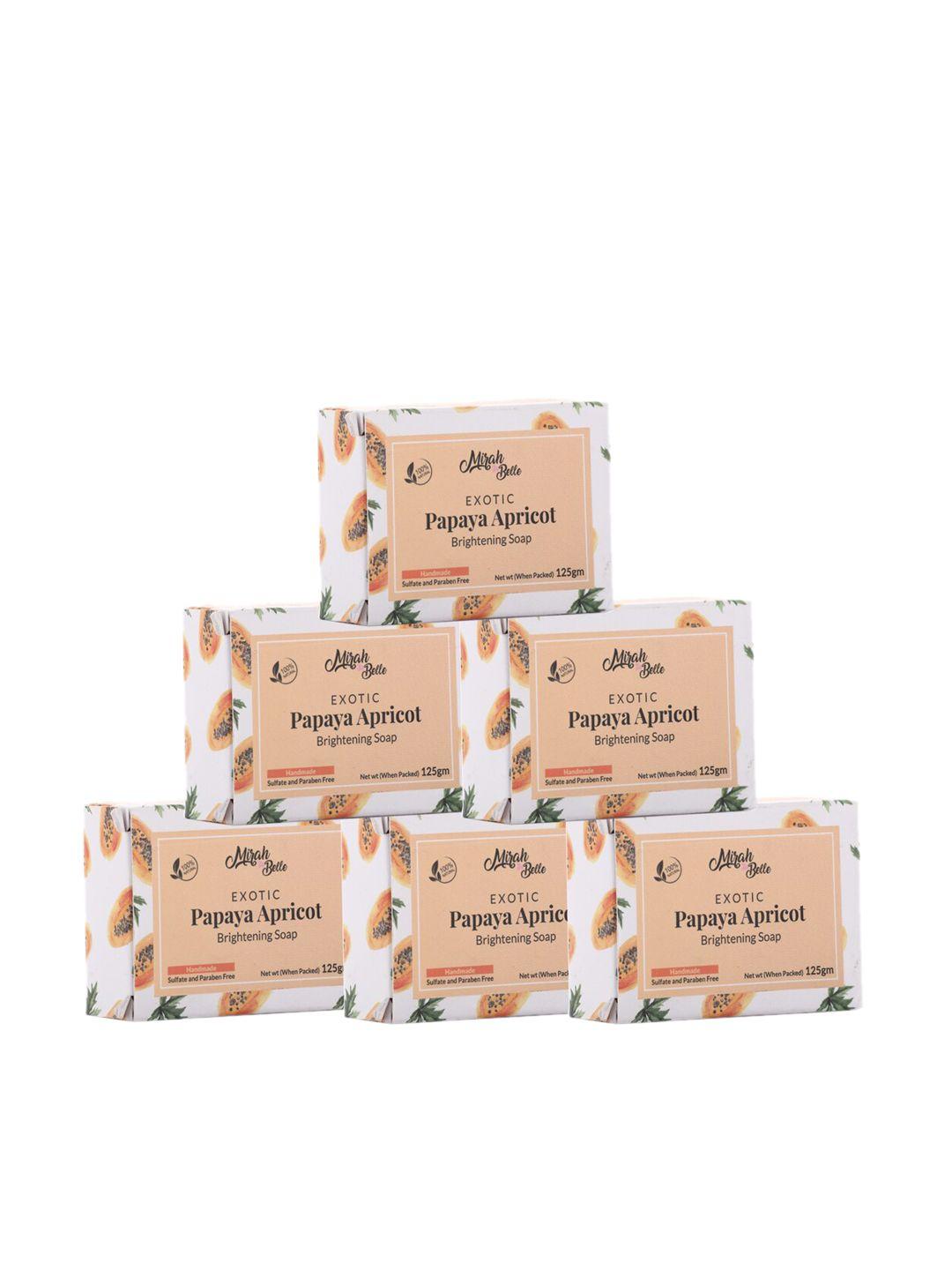 mirah belle pack of 6 organic papaya apricot brightening soaps 125gm