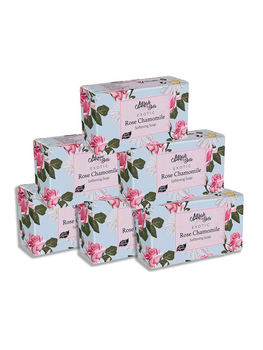 mirah belle pack of 6 rose, chamomile dry skin soap 125 gm (each)