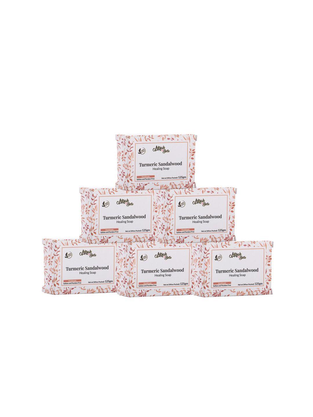 mirah belle pack of 6 sandalwood turmeric - skin healing soap- 125g each