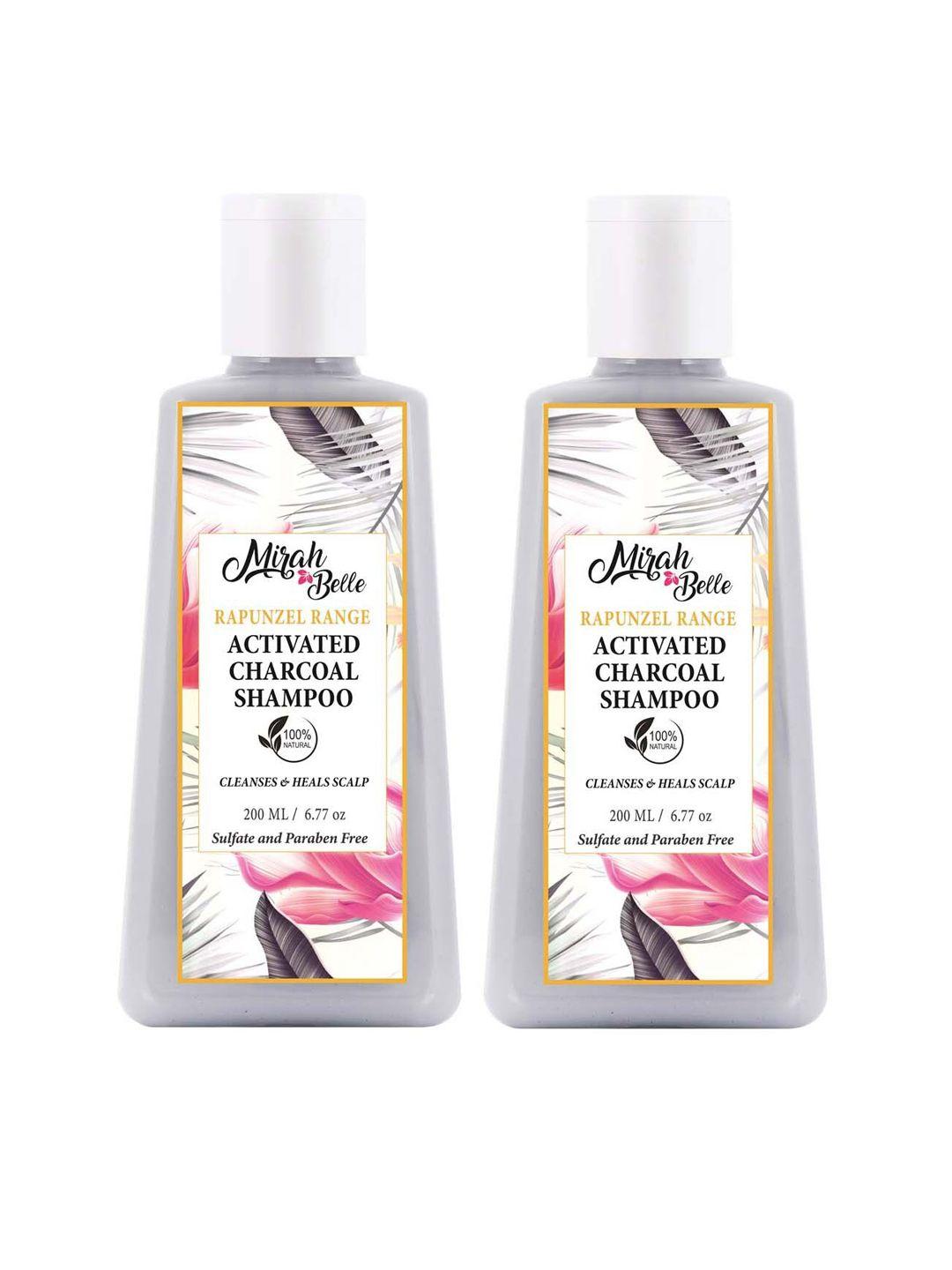 mirah belle set of 2 activated charcoal shampoo 400 ml