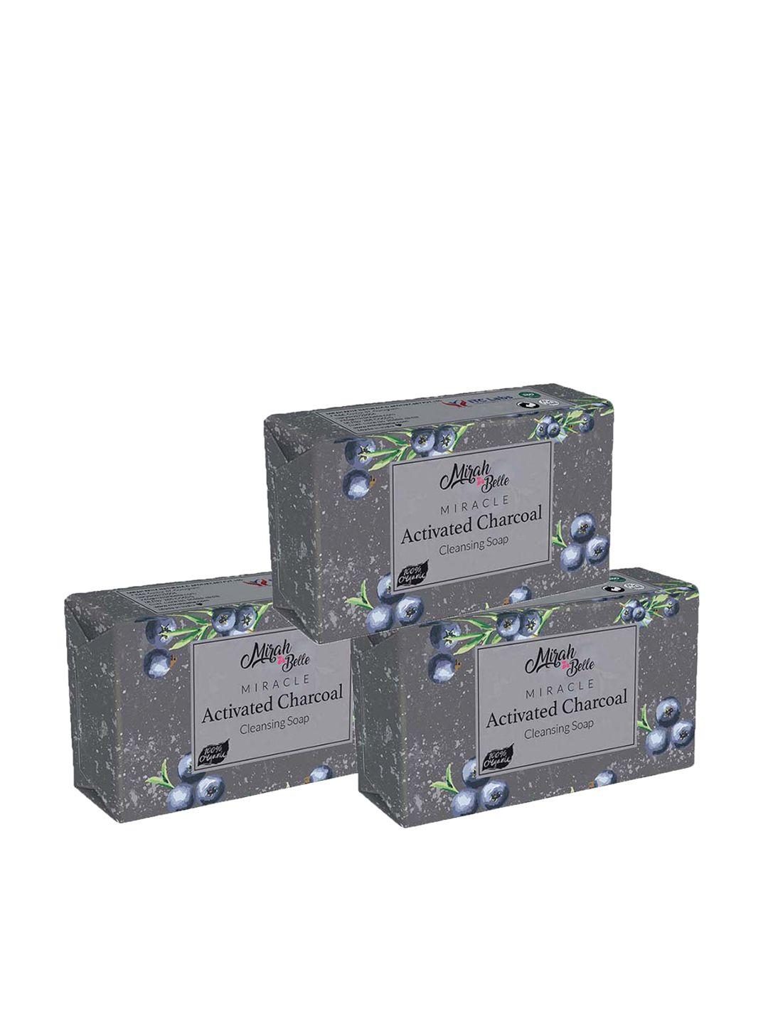 mirah belle unisex set of 3 black charcoal cleansing soap 125 g