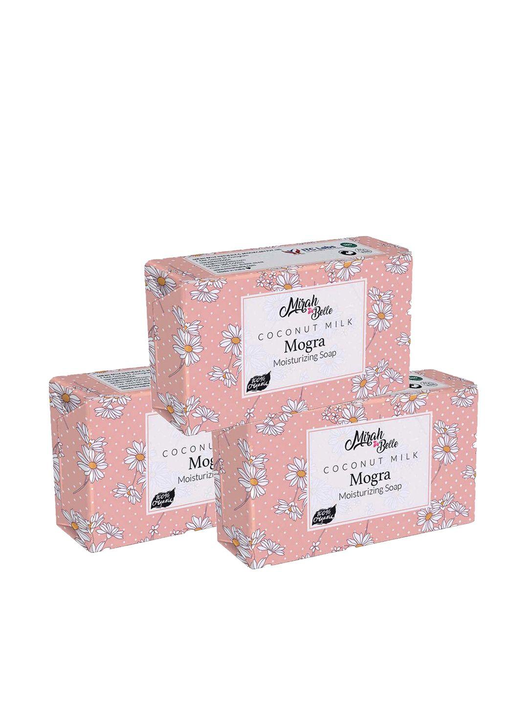 mirah belle unisex set of 3 coconut milk - mogra skin softening soaps 375 g