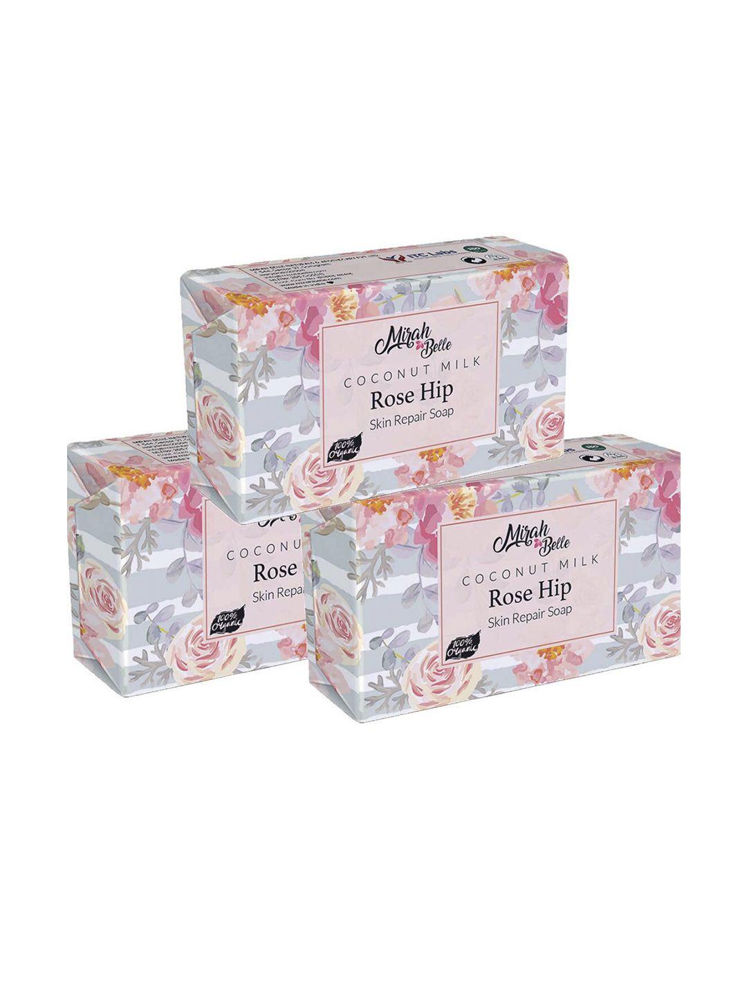 mirah belle unisex set of 3 pink coconut milk rosehip anti aging soap 125 g