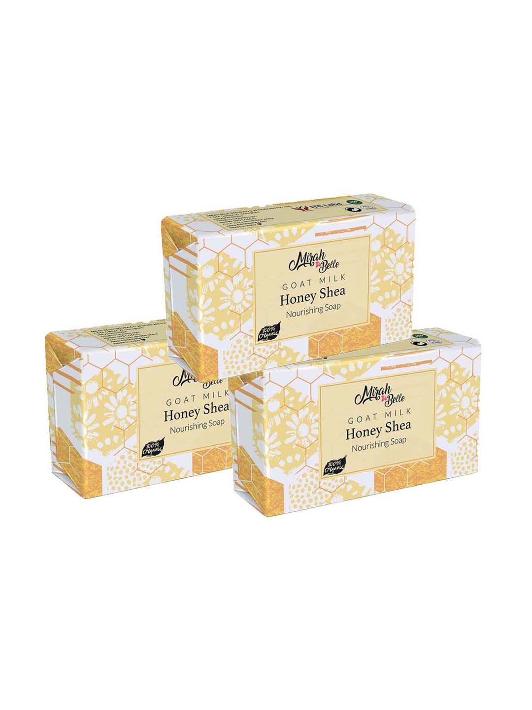 mirah belle unisex set of 3 yellow goat milk honey & shea butter soap 125 g