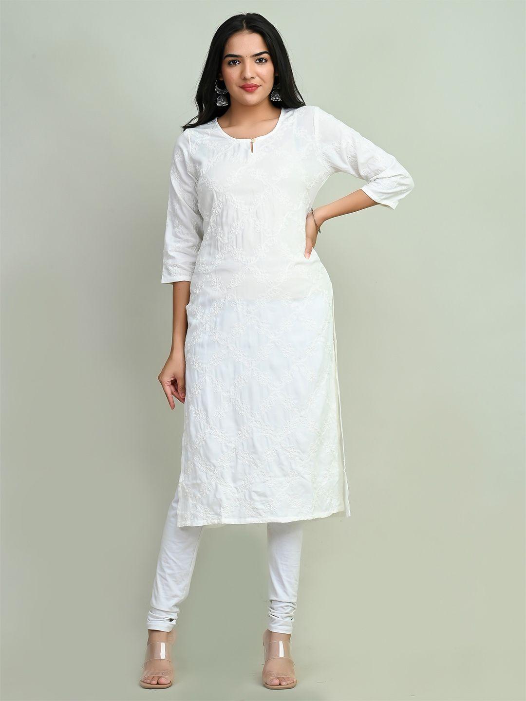 miramaar ethnic motif embroidered keyhole neck straight kurta