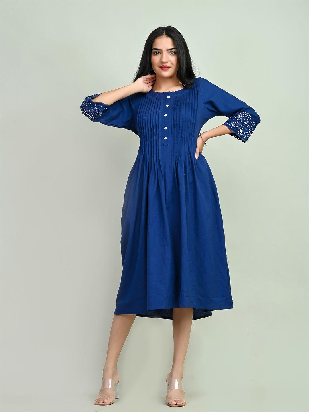 miramaar pleated pure cotton a-line ethnic dress