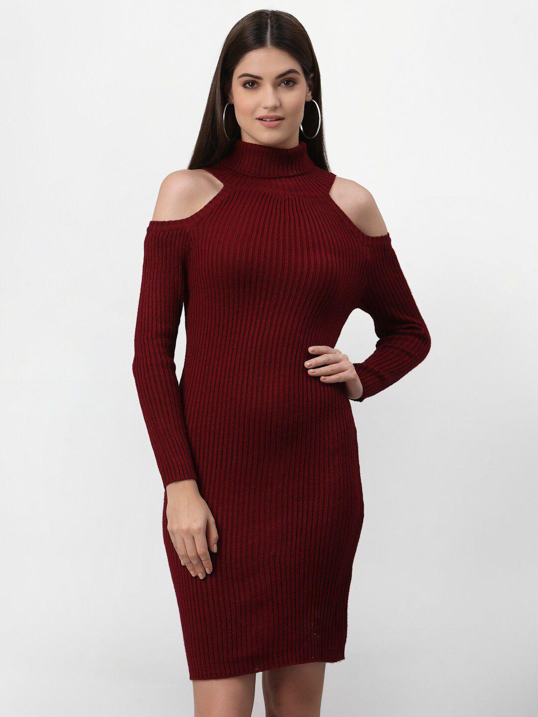 miramor maroon bodycon midi dress