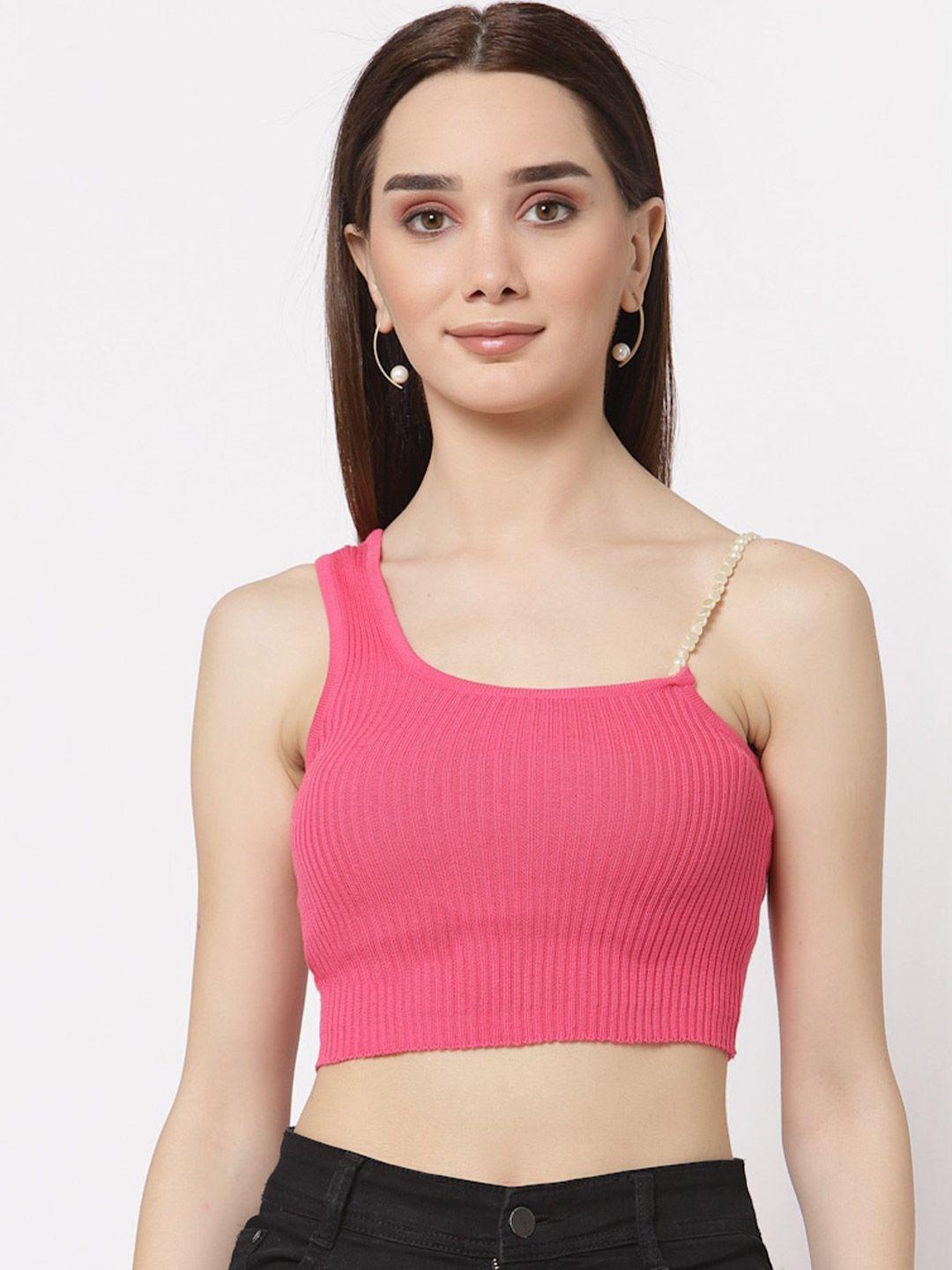 miramor pink solid tube crop top