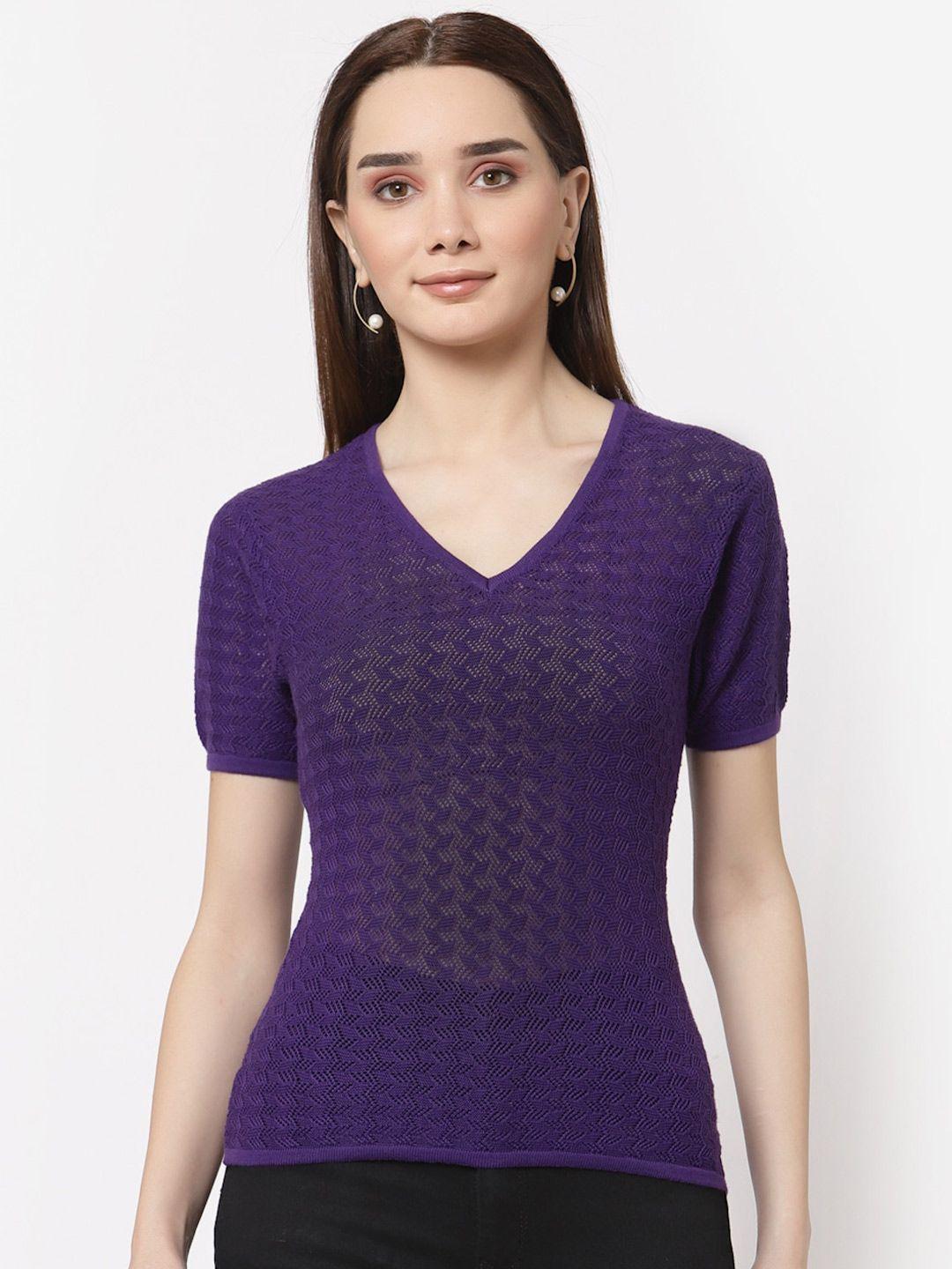 miramor women purple self design top