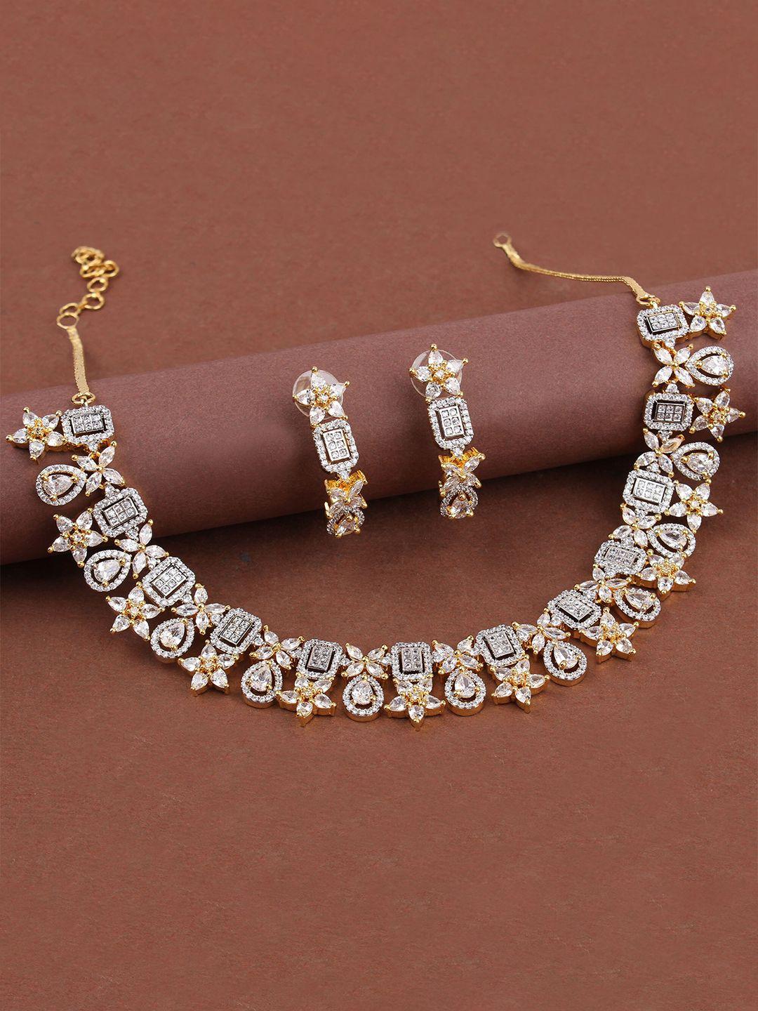 mirana gold plated american diamond-studded  jewellery set