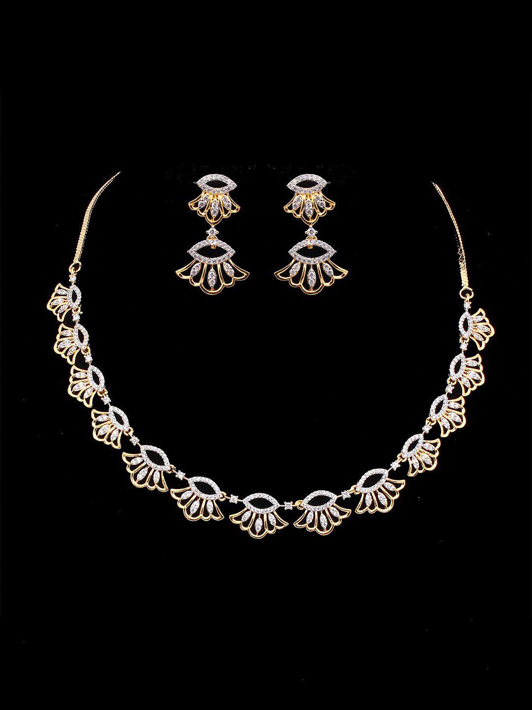mirana gold-plated american diamond-studded jewellery set