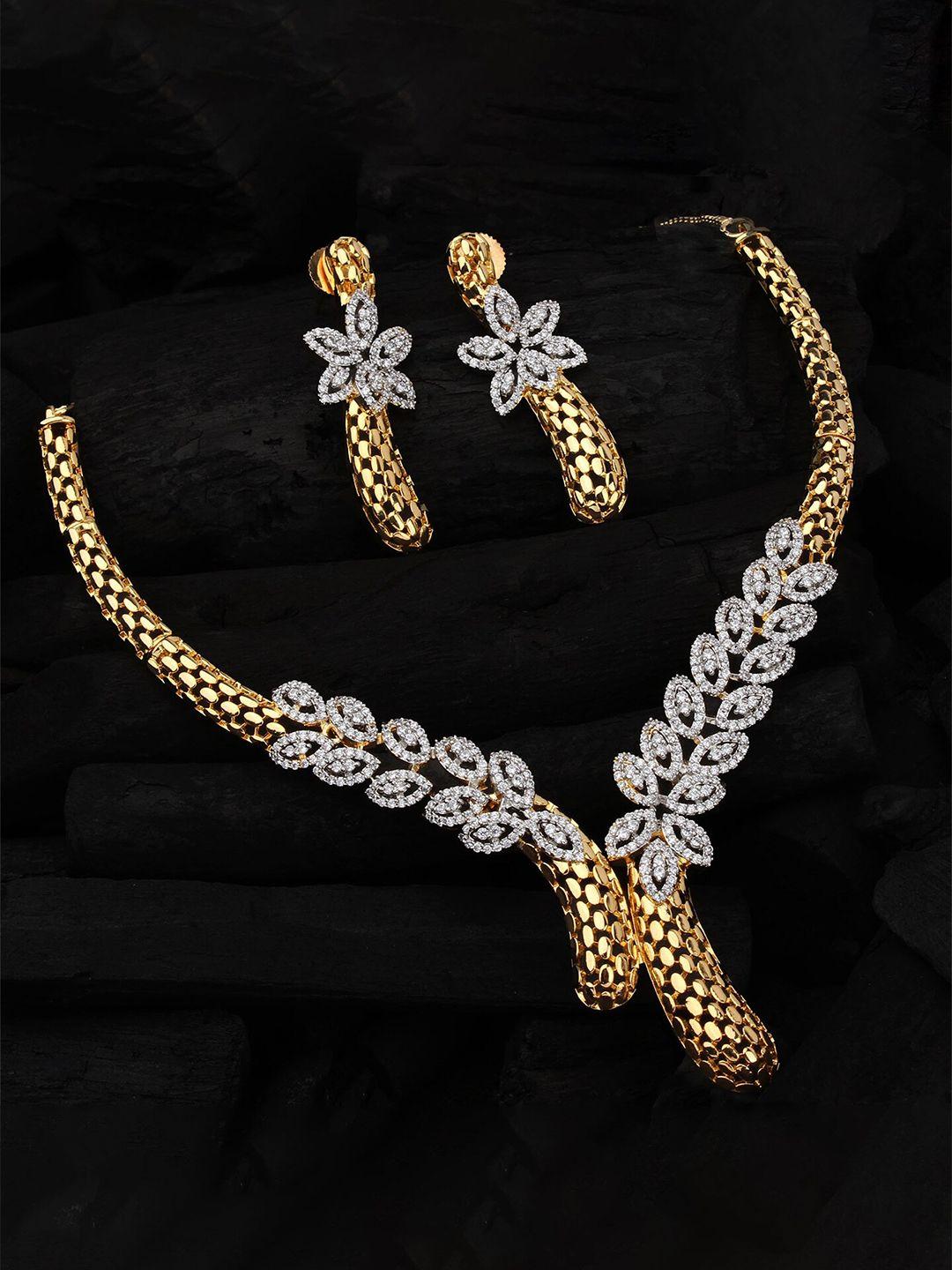 mirana gold-plated american diamond-studded jewellery set