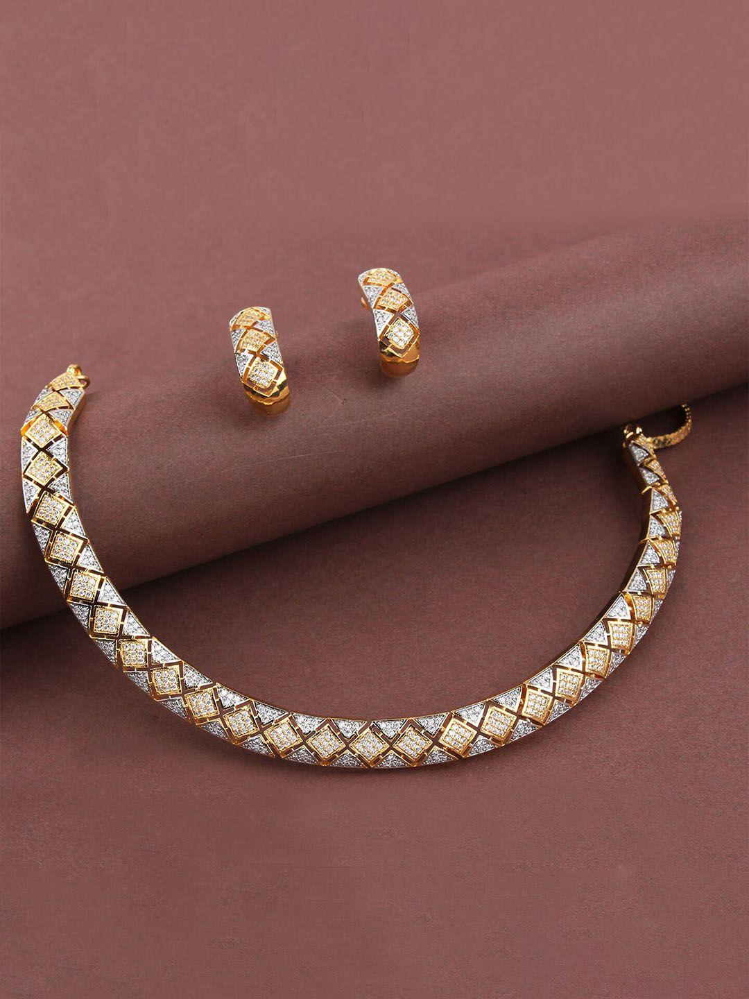 mirana gold-plated american diamond studded jewellery set