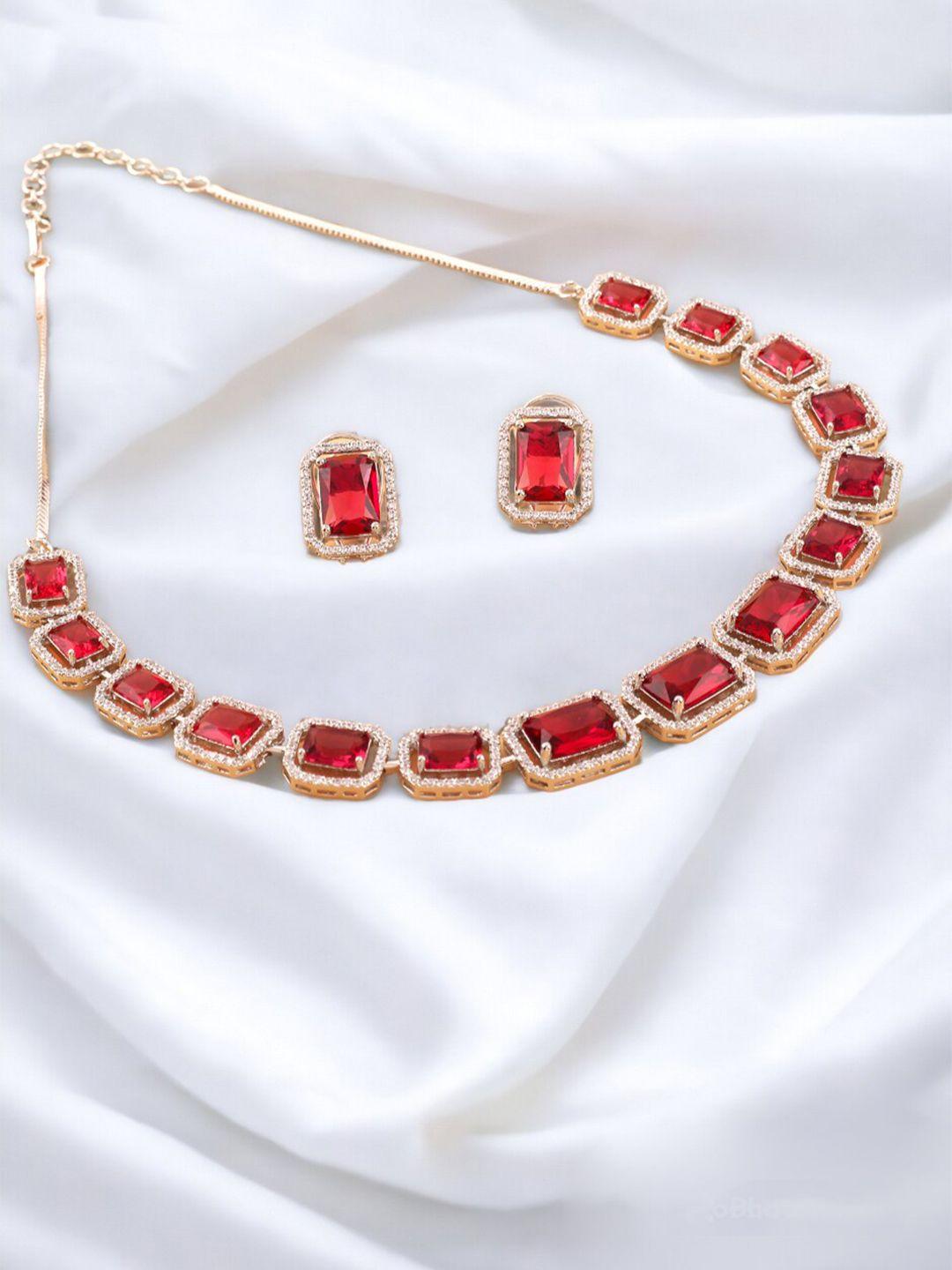mirana rhodium-plated american diamond-studded jewellery set