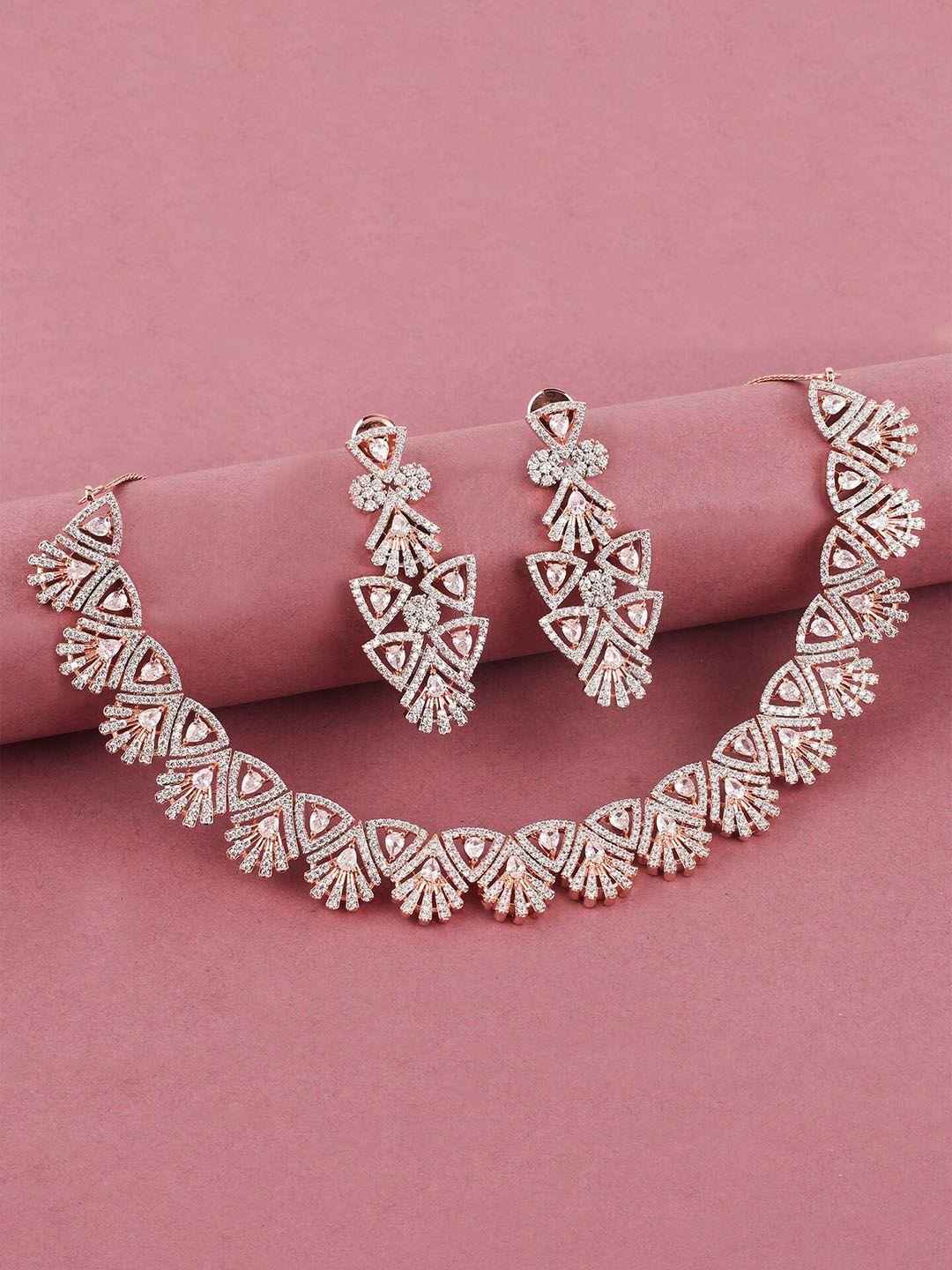 mirana rose gold- plated american diamond studded jewellery set