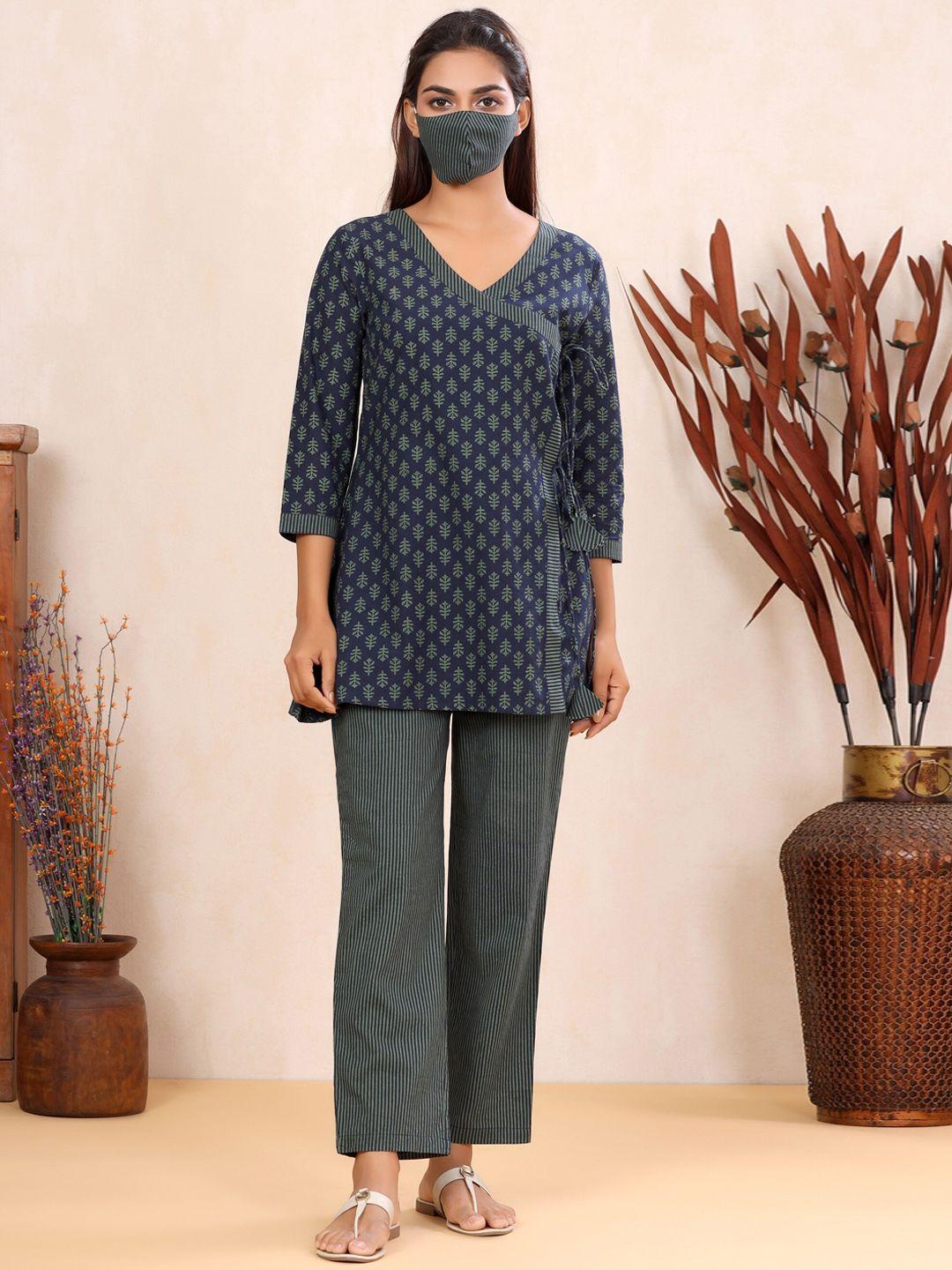 mirari ethnic motifs printed top & pyjamas night suit