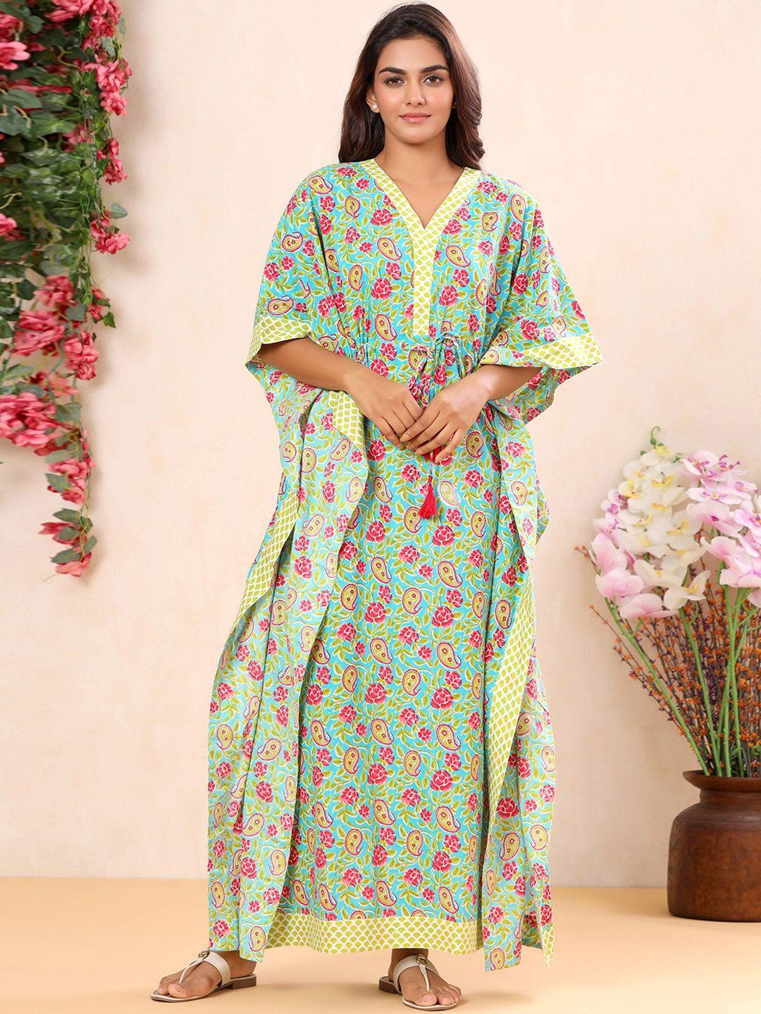 mirari paisley printed kaftan maxi ethnic dress