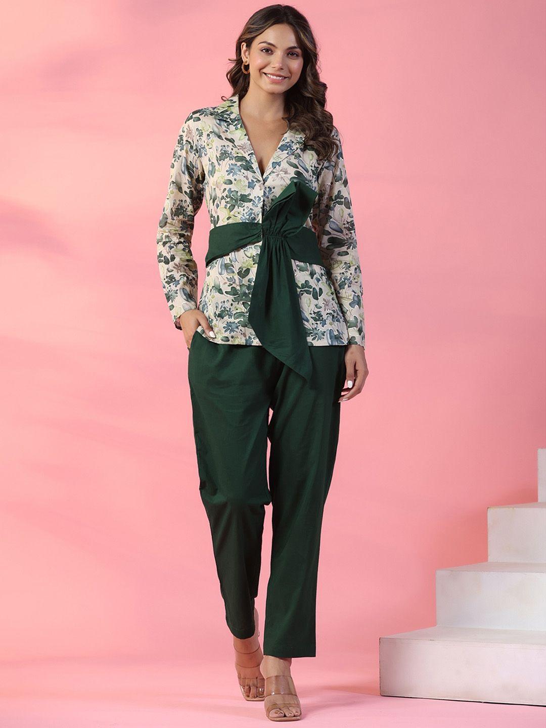 mirari printed pure cotton shirt with trousers