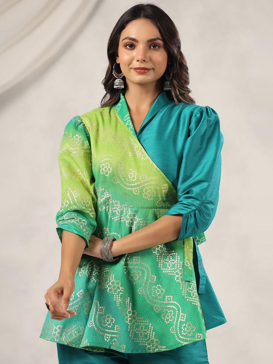 mirari bandhani printed angrakha top & trousers ethnic co-ords set