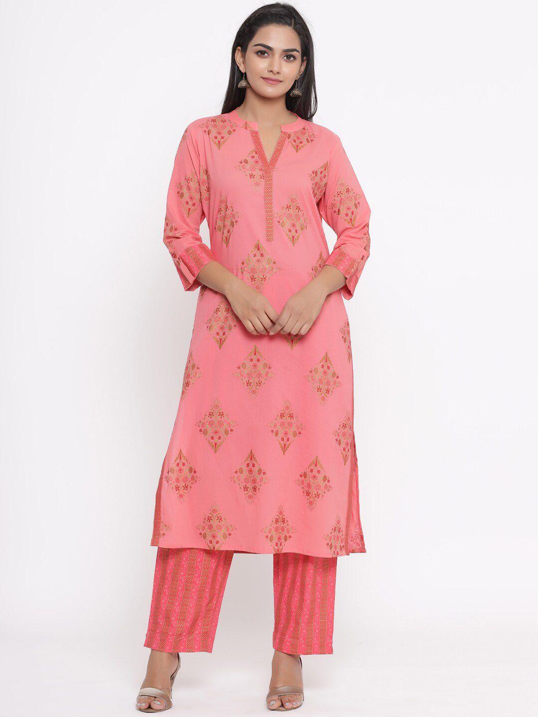mirari ethnic motifs printed pure cotton kurta with trousers & dupatta