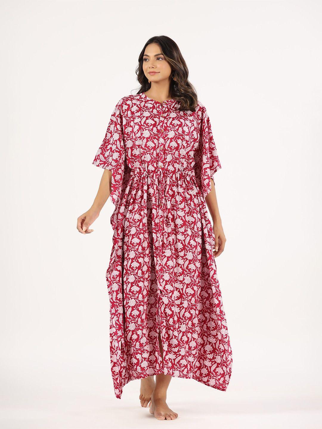 mirari floral printed maxi kaftan nightdress