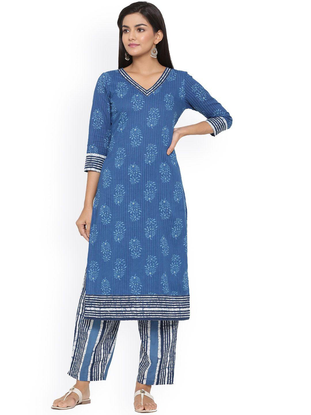 mirari floral printed pure cotton regular kurta with trousers