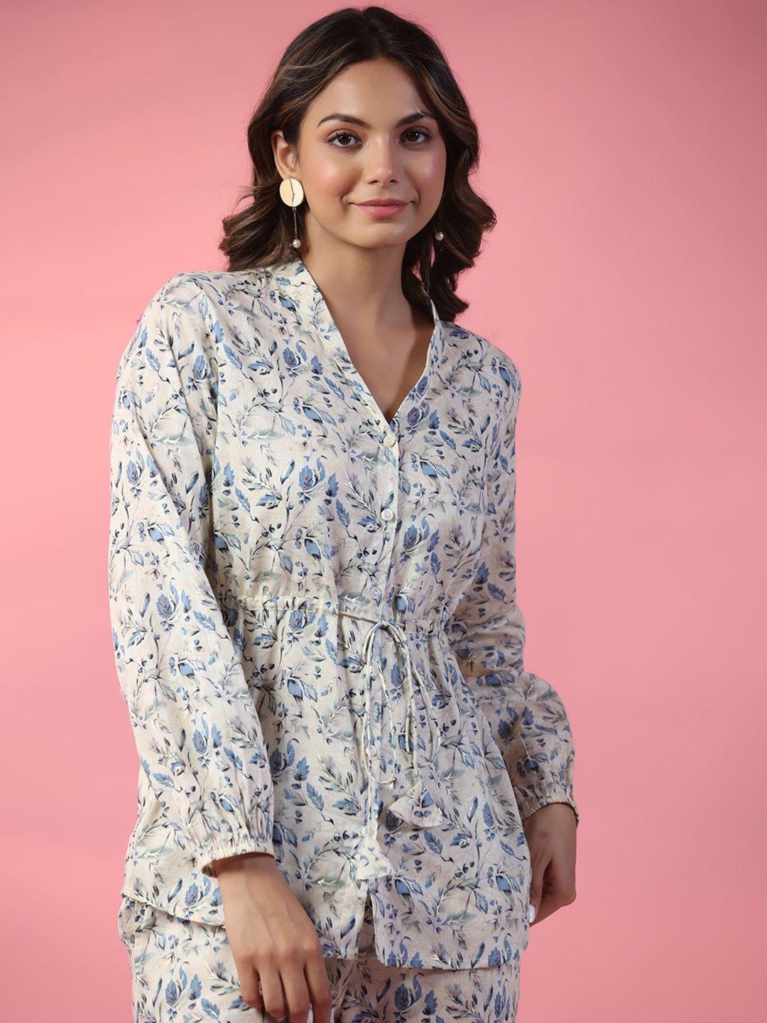 mirari floral printed pure cotton top with trousers