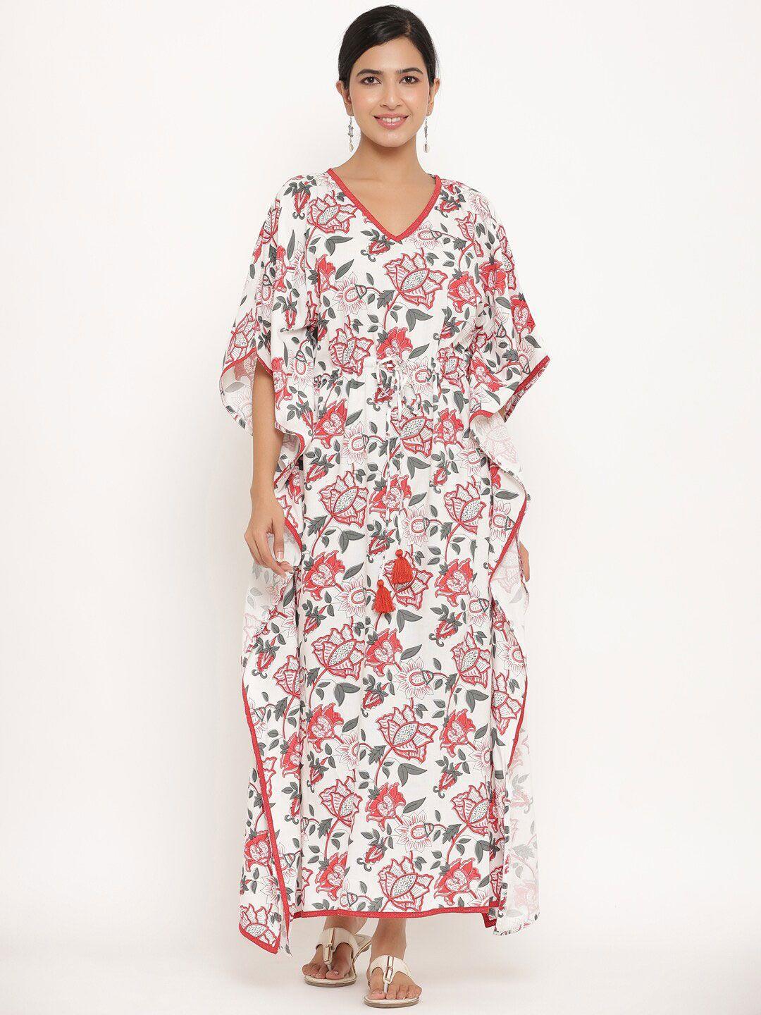 mirari floral printed v-neck kimono sleeves kaftan maxi dress