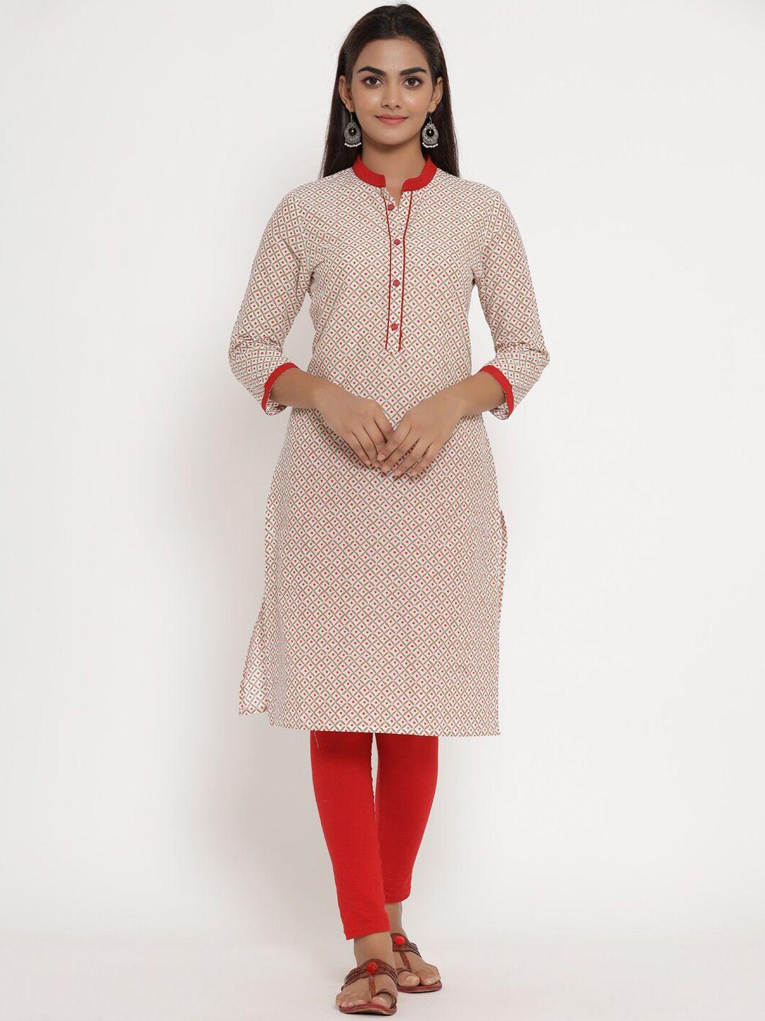 mirari printed mandarin collar cotton kurta